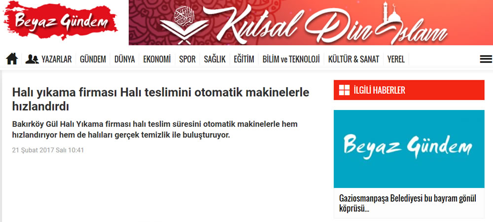 Beyaz Gündemde Gül halı yıkama