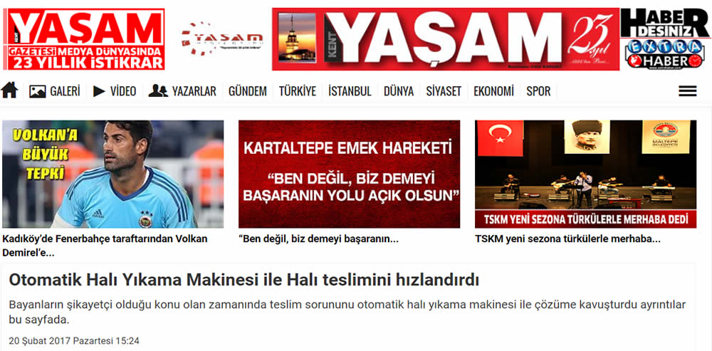 yaşam gazetesi gül halı yıkama haberimiz